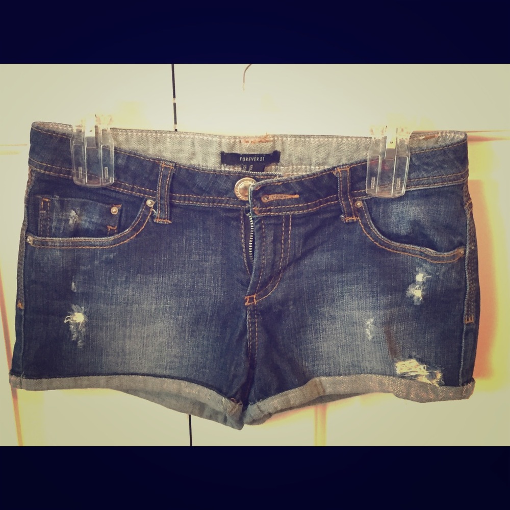 Dark denim wash shorts