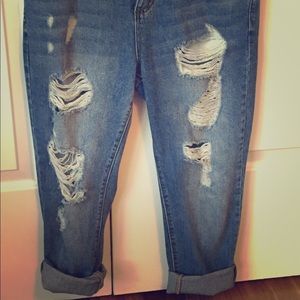 Ripped medium denim wash jeans