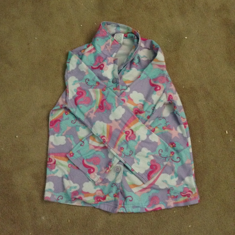 Multi colored unicorn pajamas.