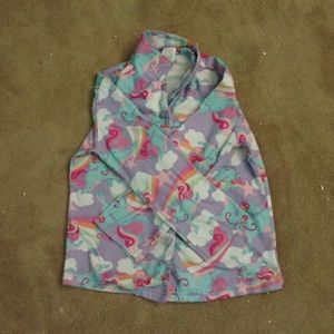 Multi colored unicorn pajamas.