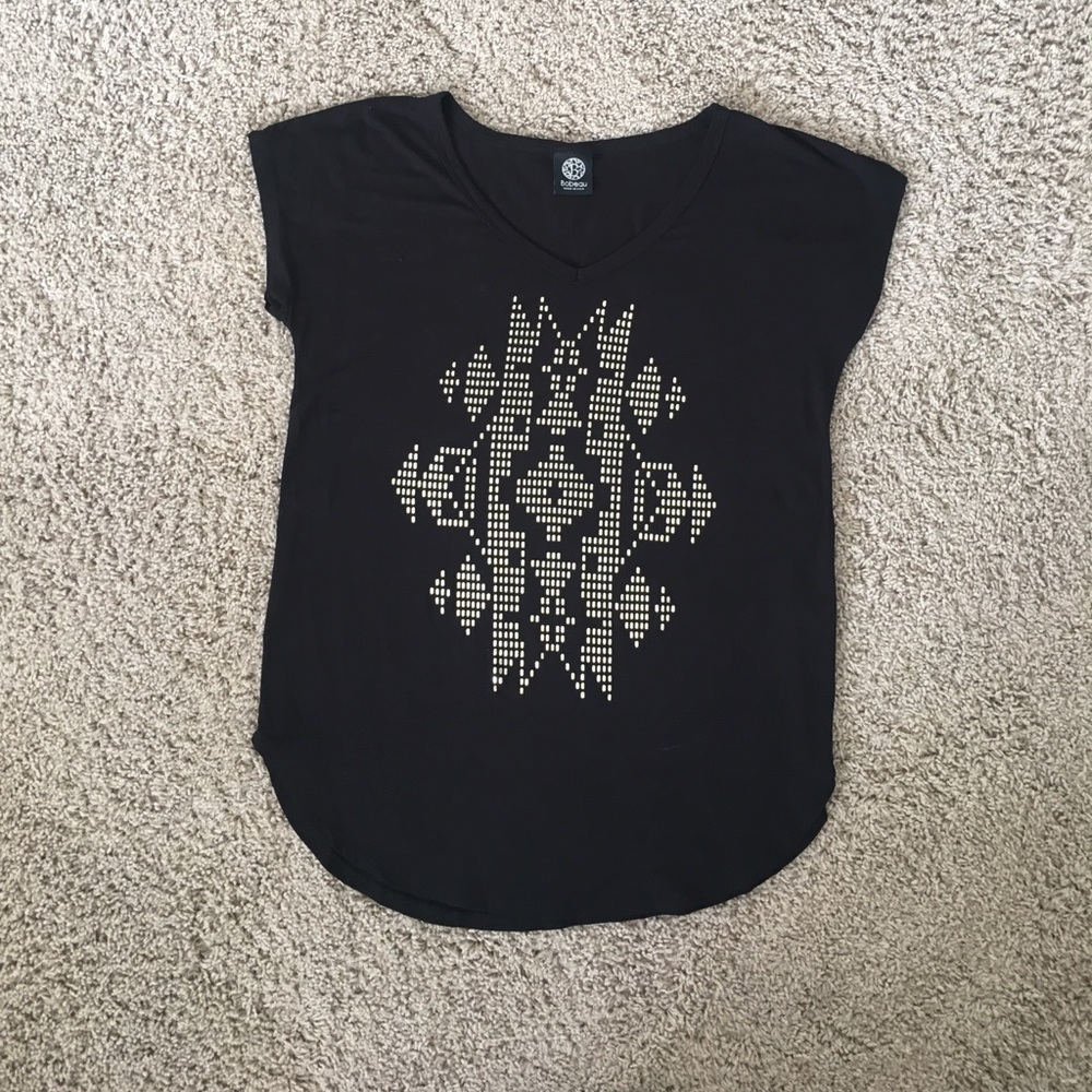 Bobeau black tee with embellishment