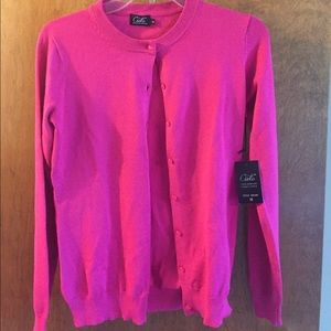 NWT Fuchsia button down cardigan long sleeve. M