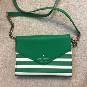 Kate Spade Green Stripe Leather Crossbody
