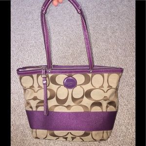 Coach Purse with Purple Accents