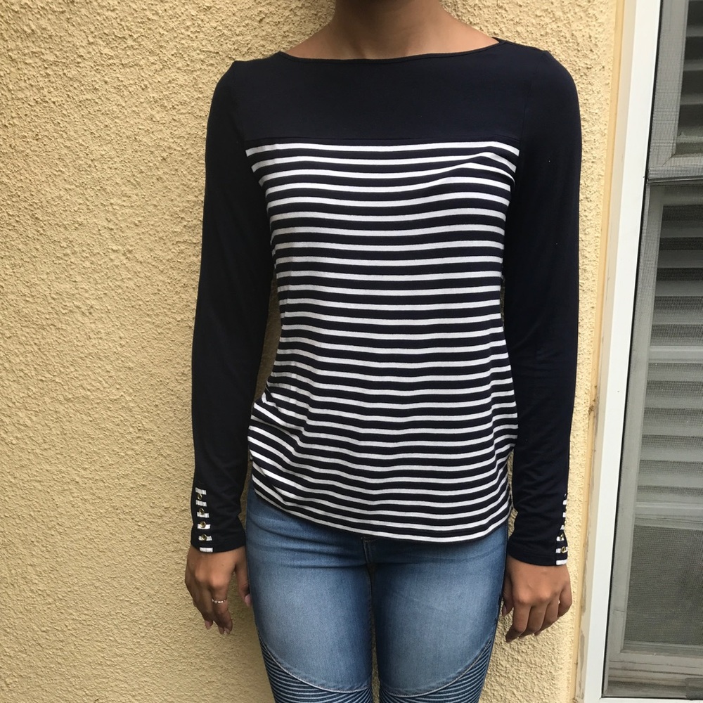 Navy Blue Striped Long Sleeve