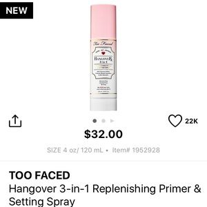 Too Faced Hangover 3-in-1 Primer Setting Spray