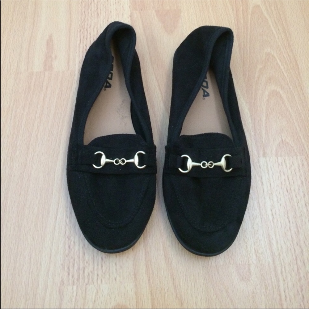 Black loafer flats