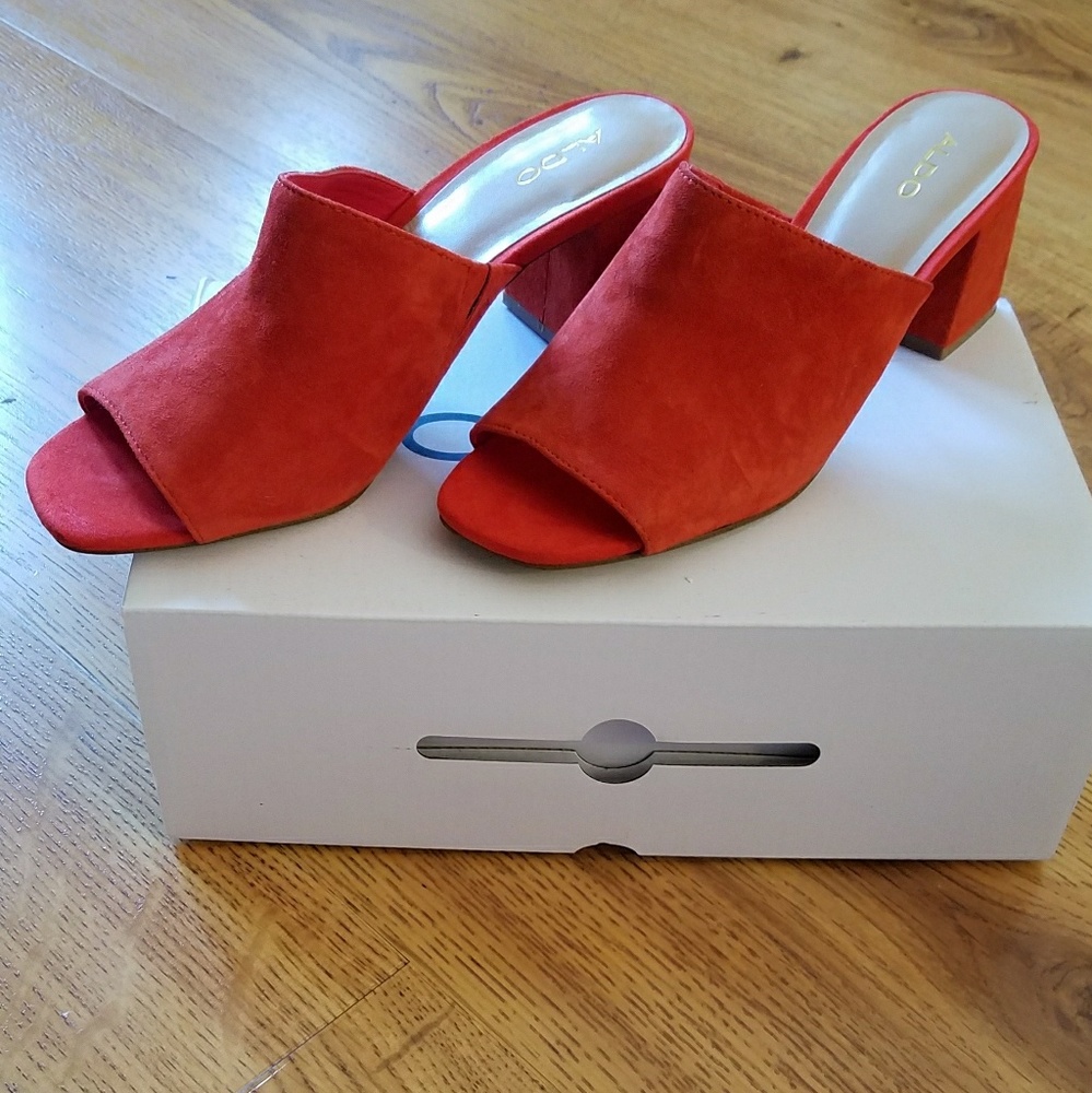 Aldo Redish-Orange Suede Mules