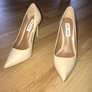 Nude leather stiletto heels