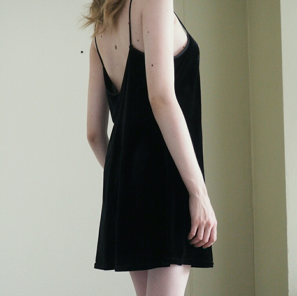 Vintage Black Velvet Slip Dress