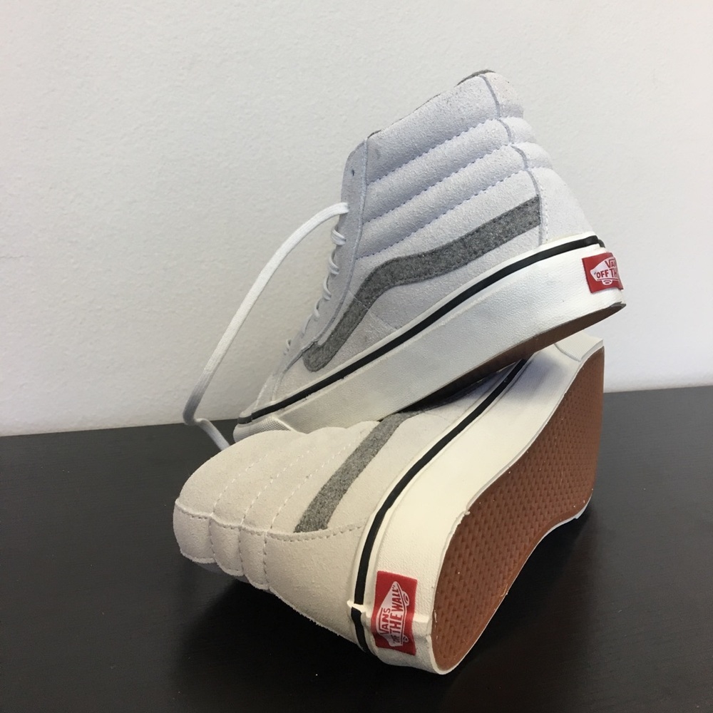Vans White Suede Sk8 Hi Slim Shoes - Picture 3 of 3