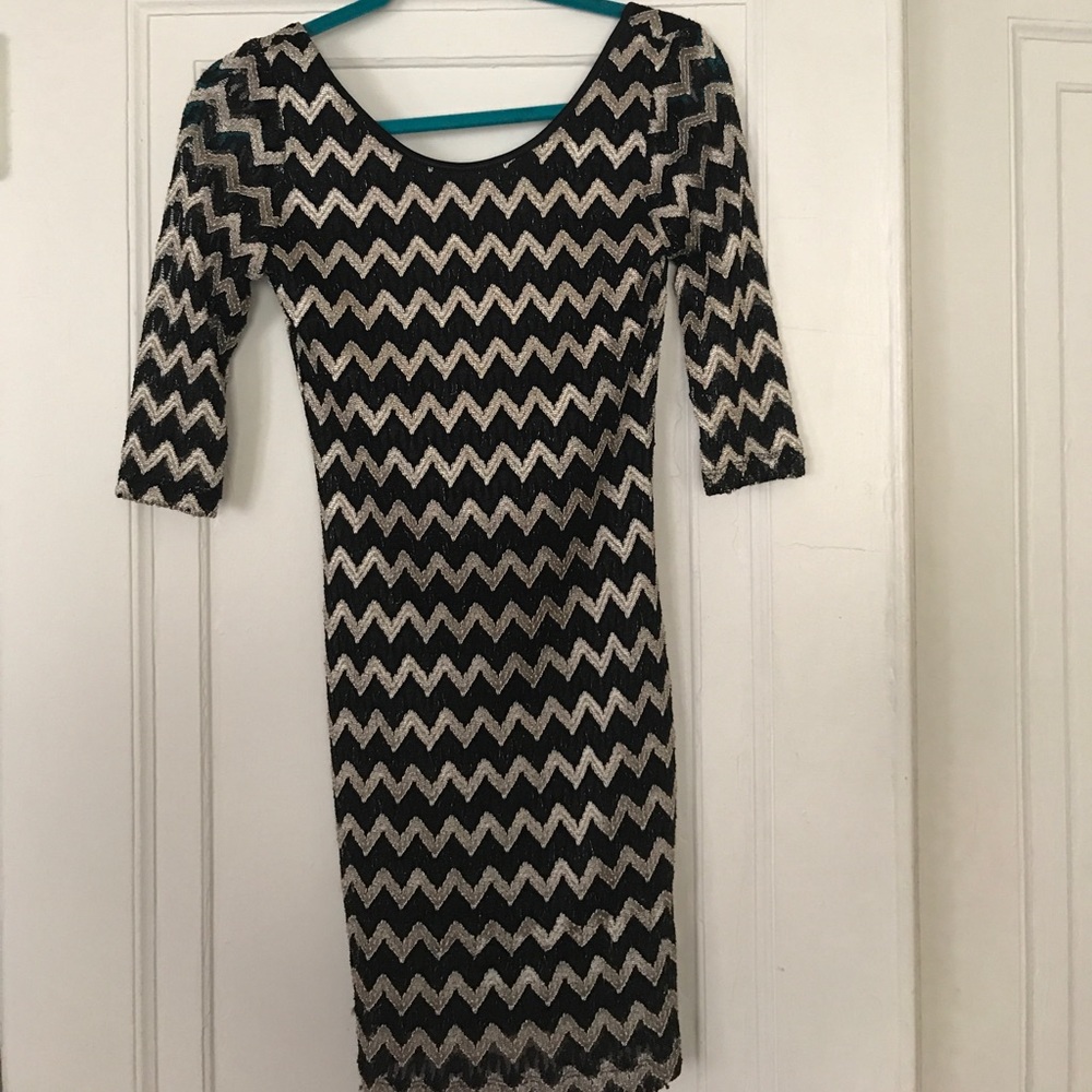 Backless black and silver mini dress
