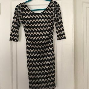 Backless black and silver mini dress