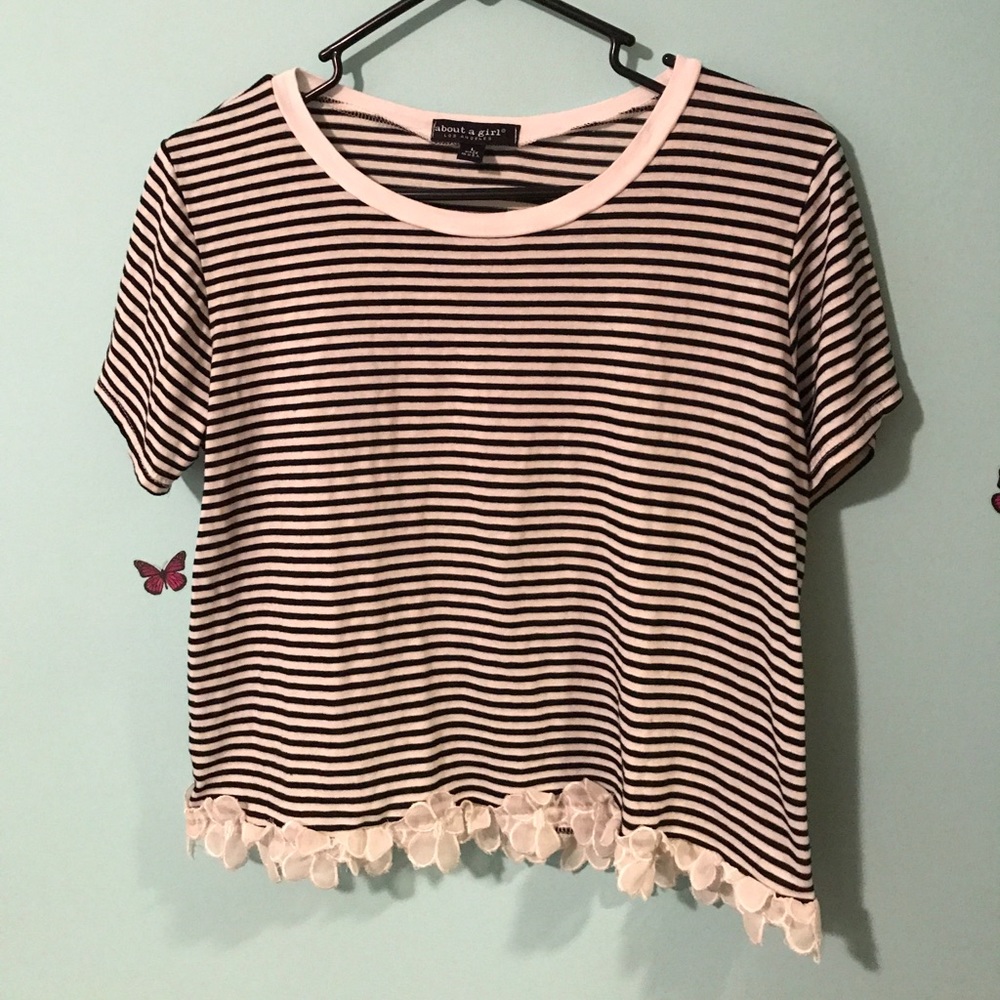 Cute striped crop top - black