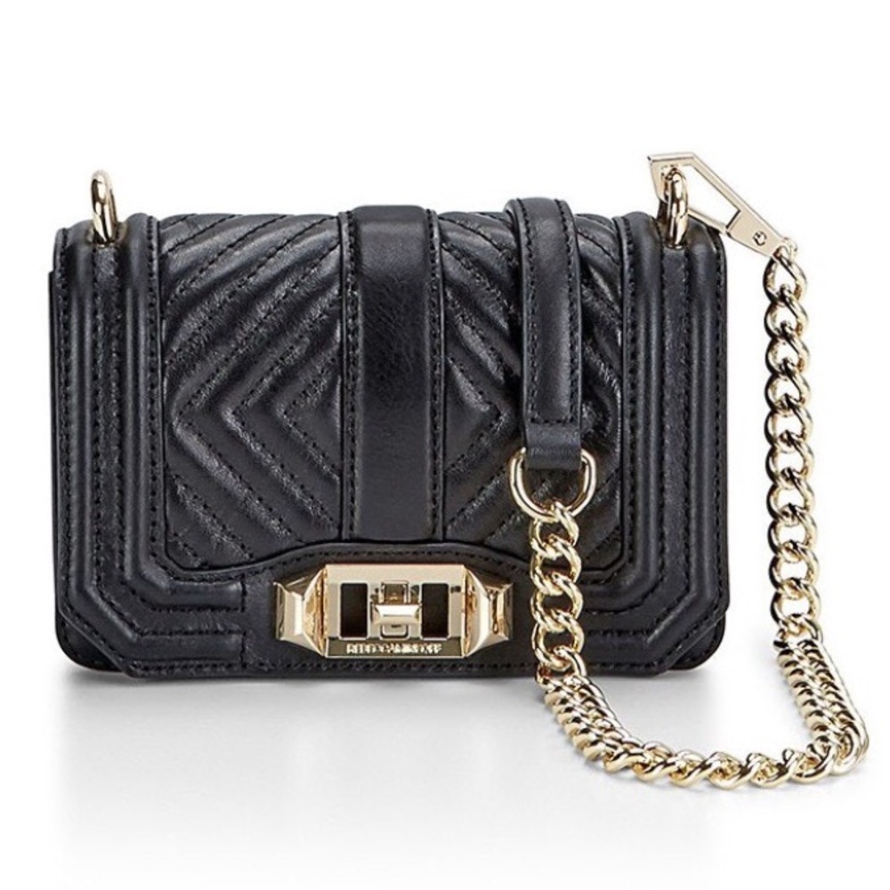 GEO QUILTED MINI LOVE CROSSBODY - Black/Gold