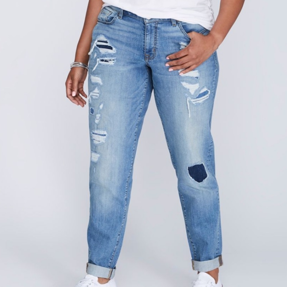NWT Lane Bryant Boyfriend Light Wash Ripped Jeans