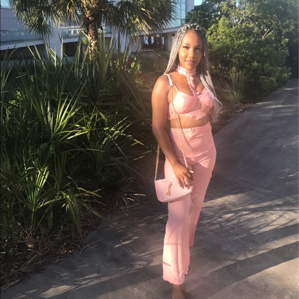 Pretty pink half lace set