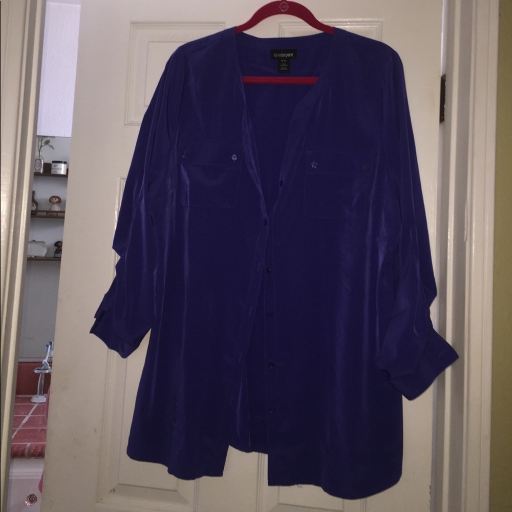 Long sleeve polyester purple top