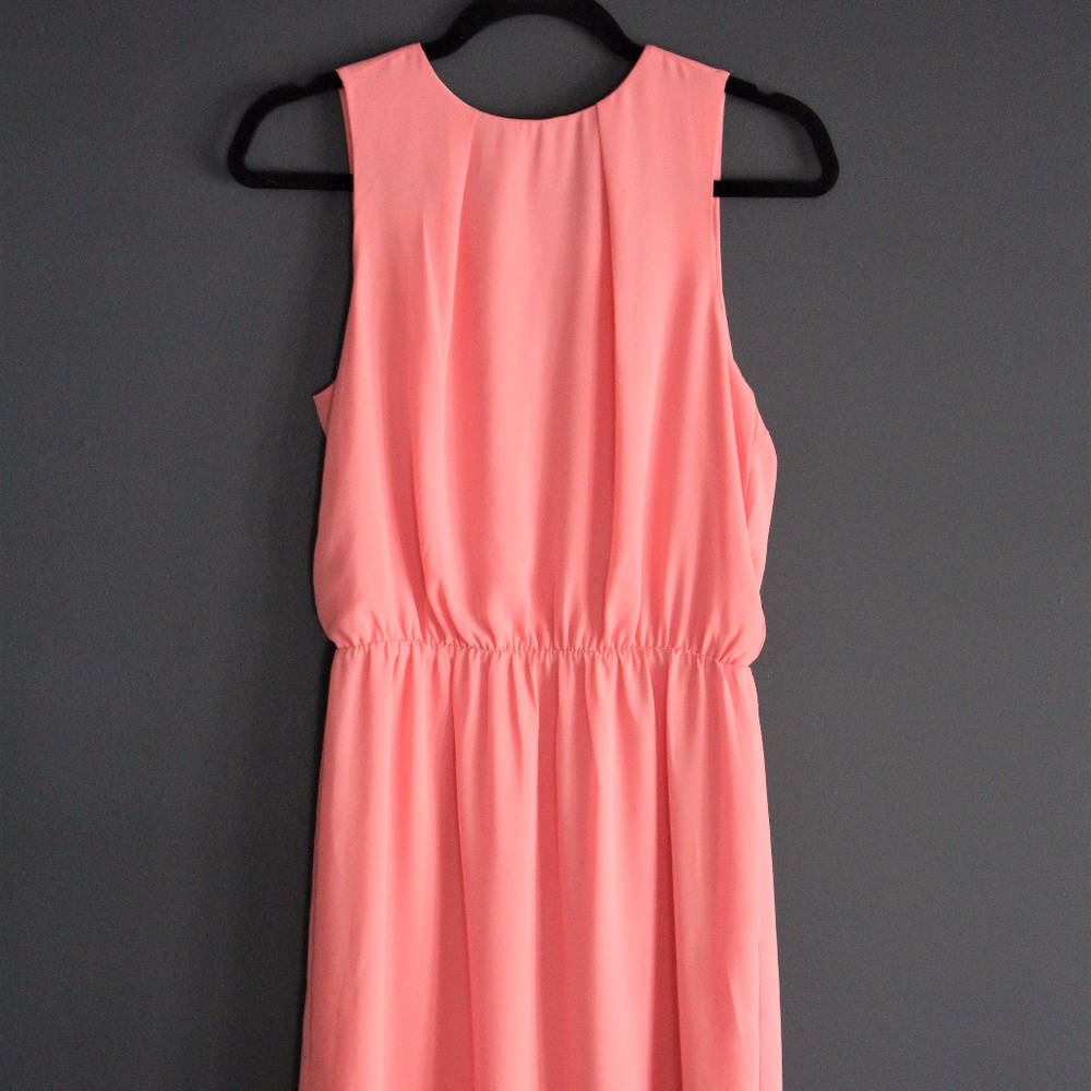 H&M Pink Sleeveless Midi Dress Keyhole Back