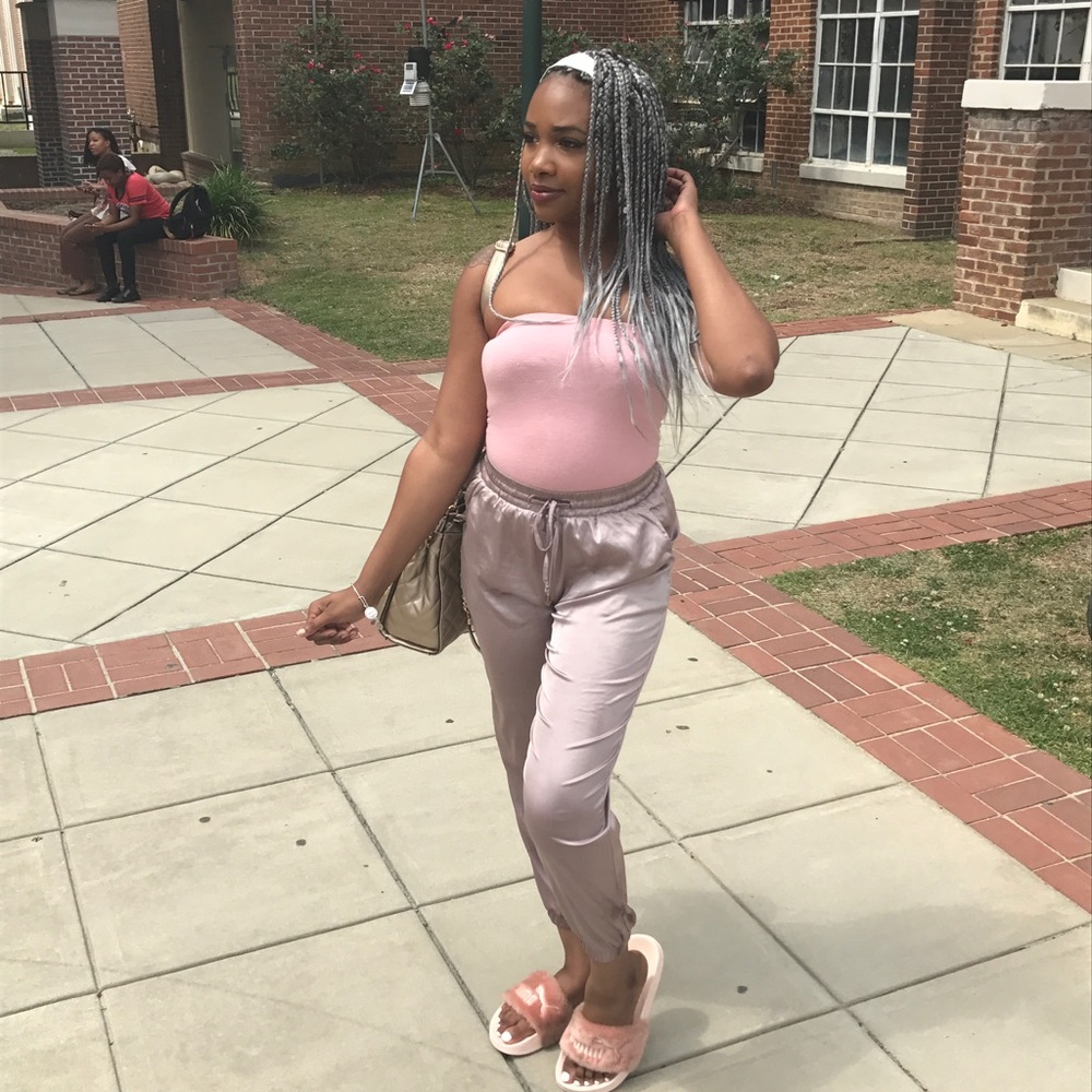Silk rose gold pants
