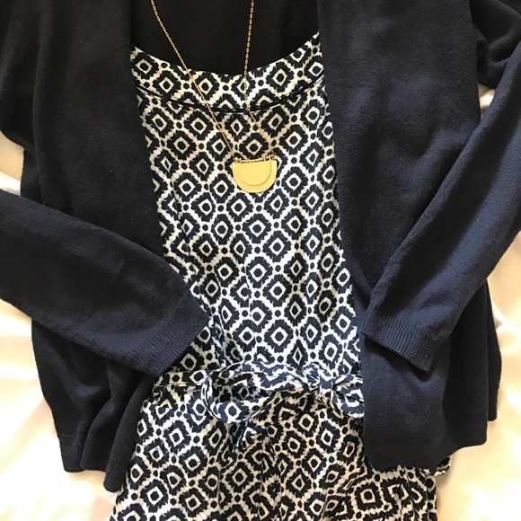 LOFT Pants - LOFT navy geo jumpsuit size S