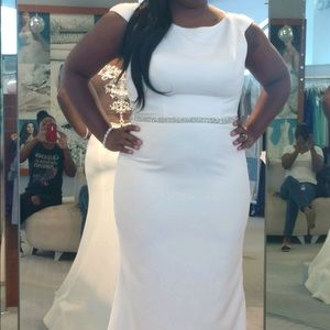 Crêpe Wedding dress with sheer embellished back