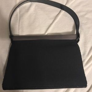 Gucci Black Leather/Wool Occasion Bag