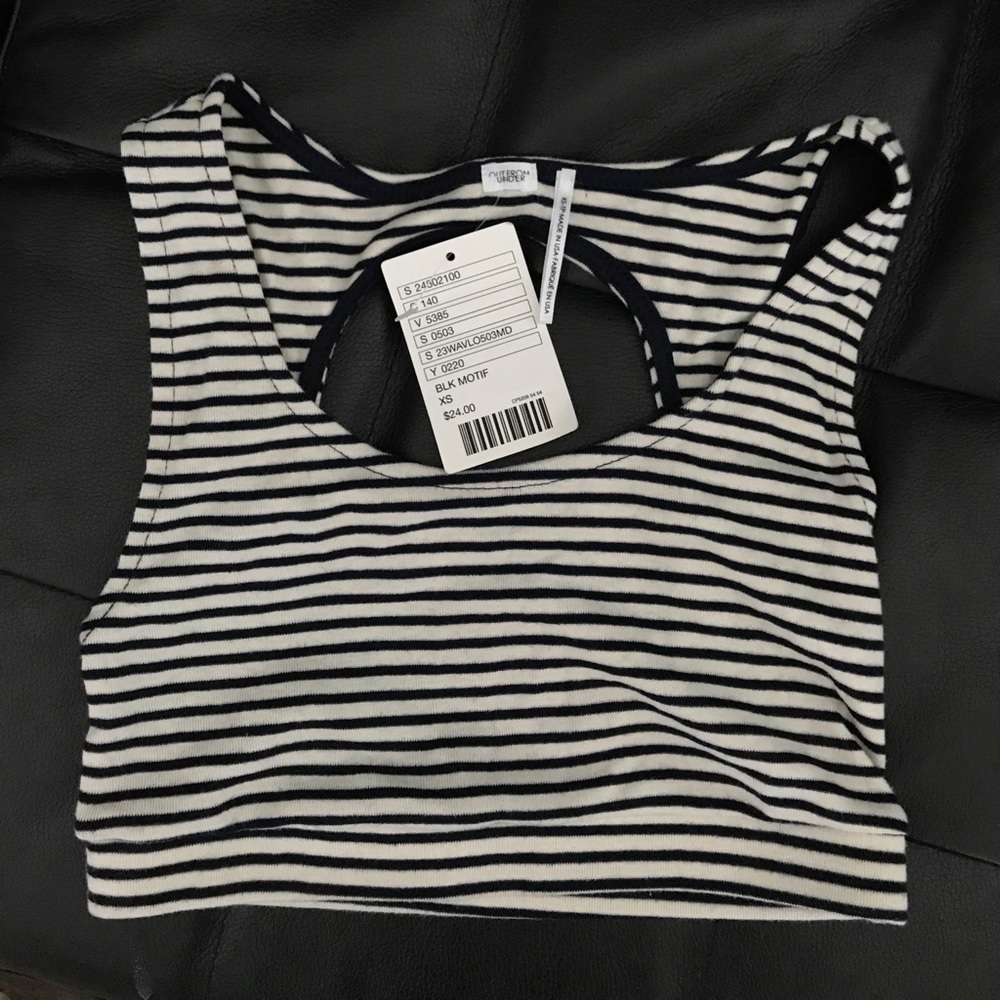 Navy striped crop top