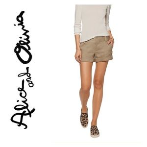 Alice & Olivia Linen Blend Tan Beige Shorts Sz 4