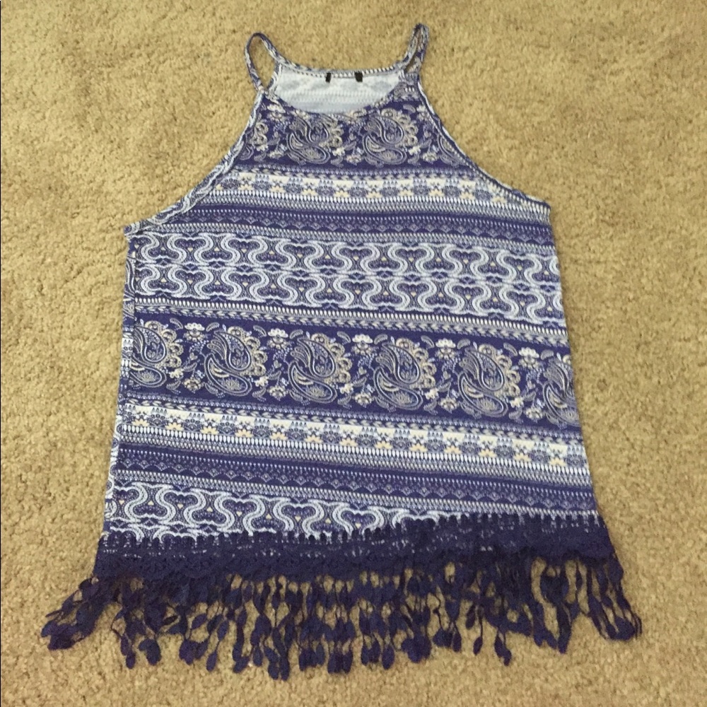 Blue paisley print halter top