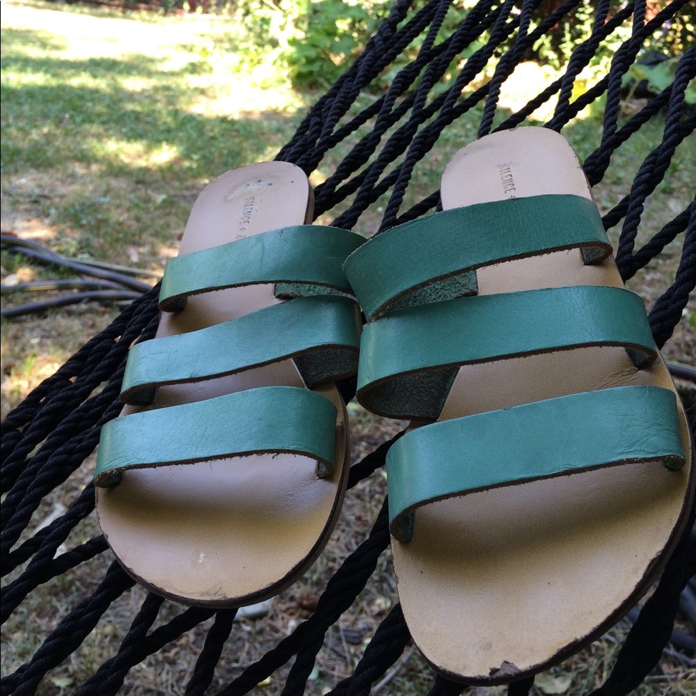 Green and yellow strapped sandals