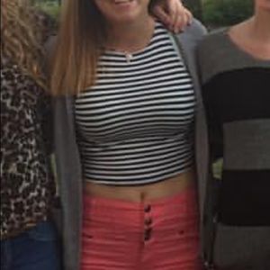 Black and White striped crop top