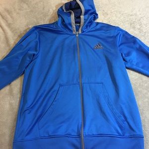 Blue Adidas zip up hooded jacket
