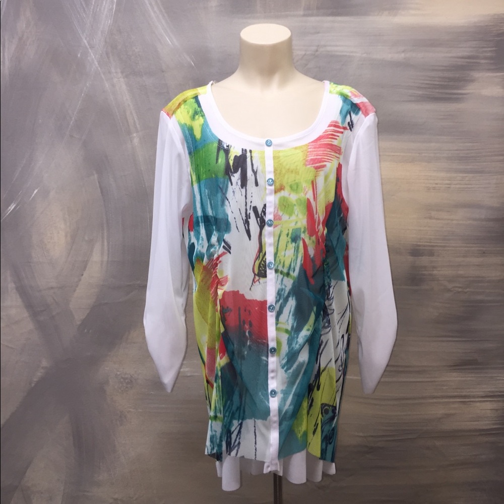 Multicolored Button Down Long Sleeve Top