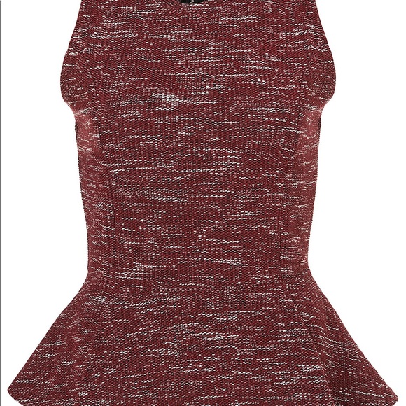 TOPSHOP / Maroon boucle peplum top - Picture 5 of 8
