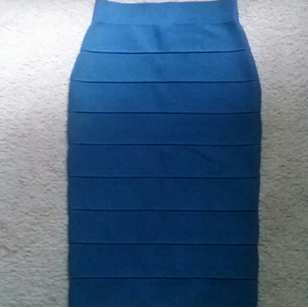 Great Quality Blue Textured Midi Pencil Skirt