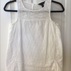 J Crew Sleeveless White Eyelet Top Size 0