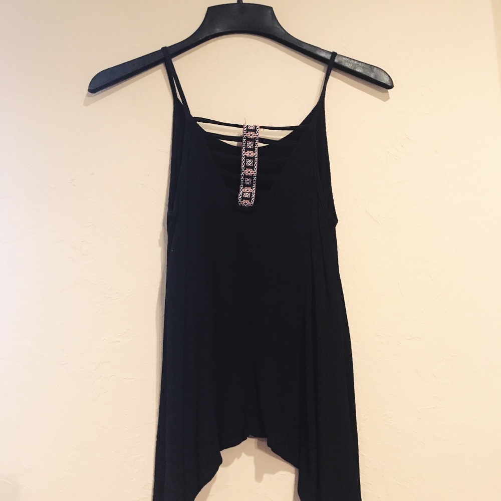 Black tribal print tank top