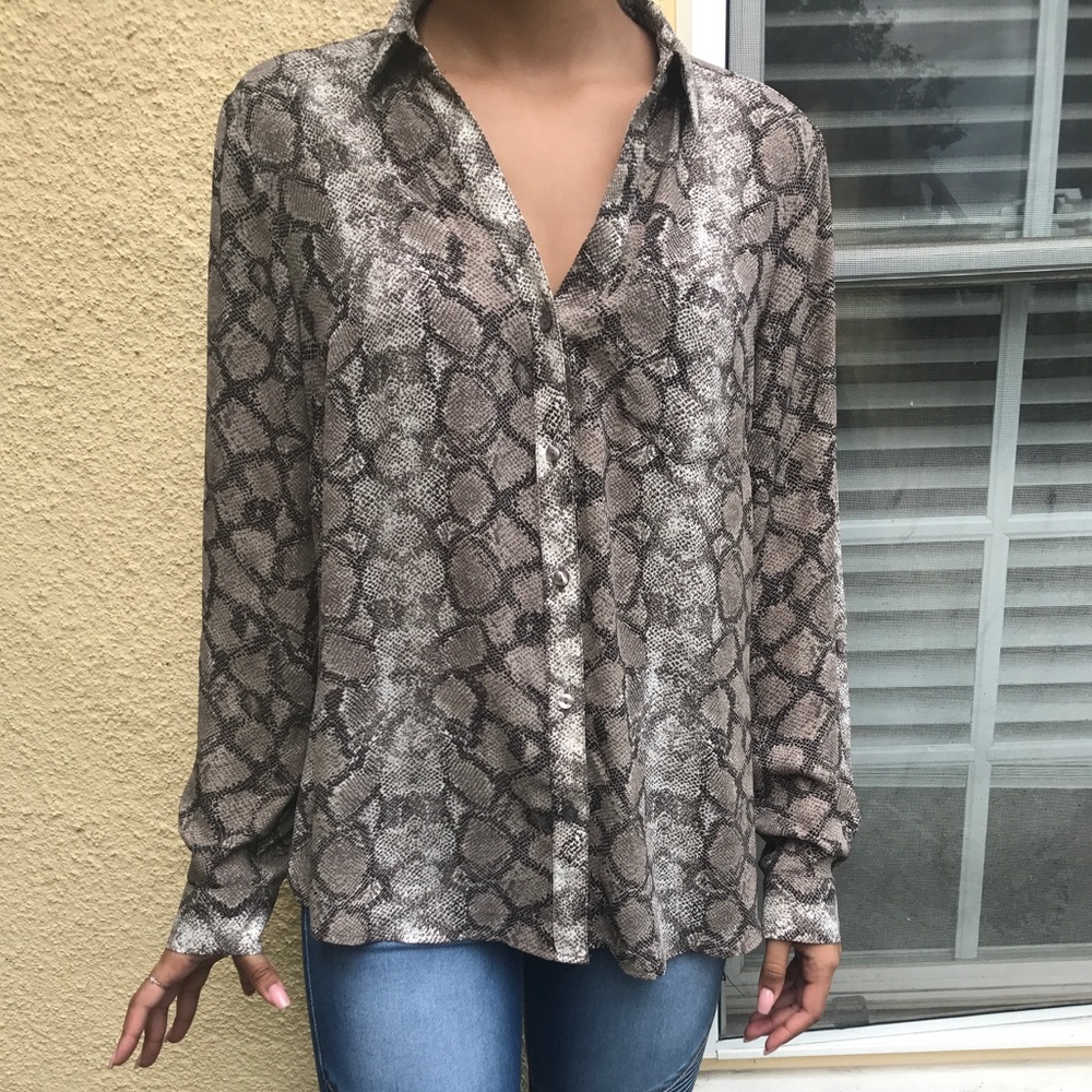 Brown Snakeskin Button Down