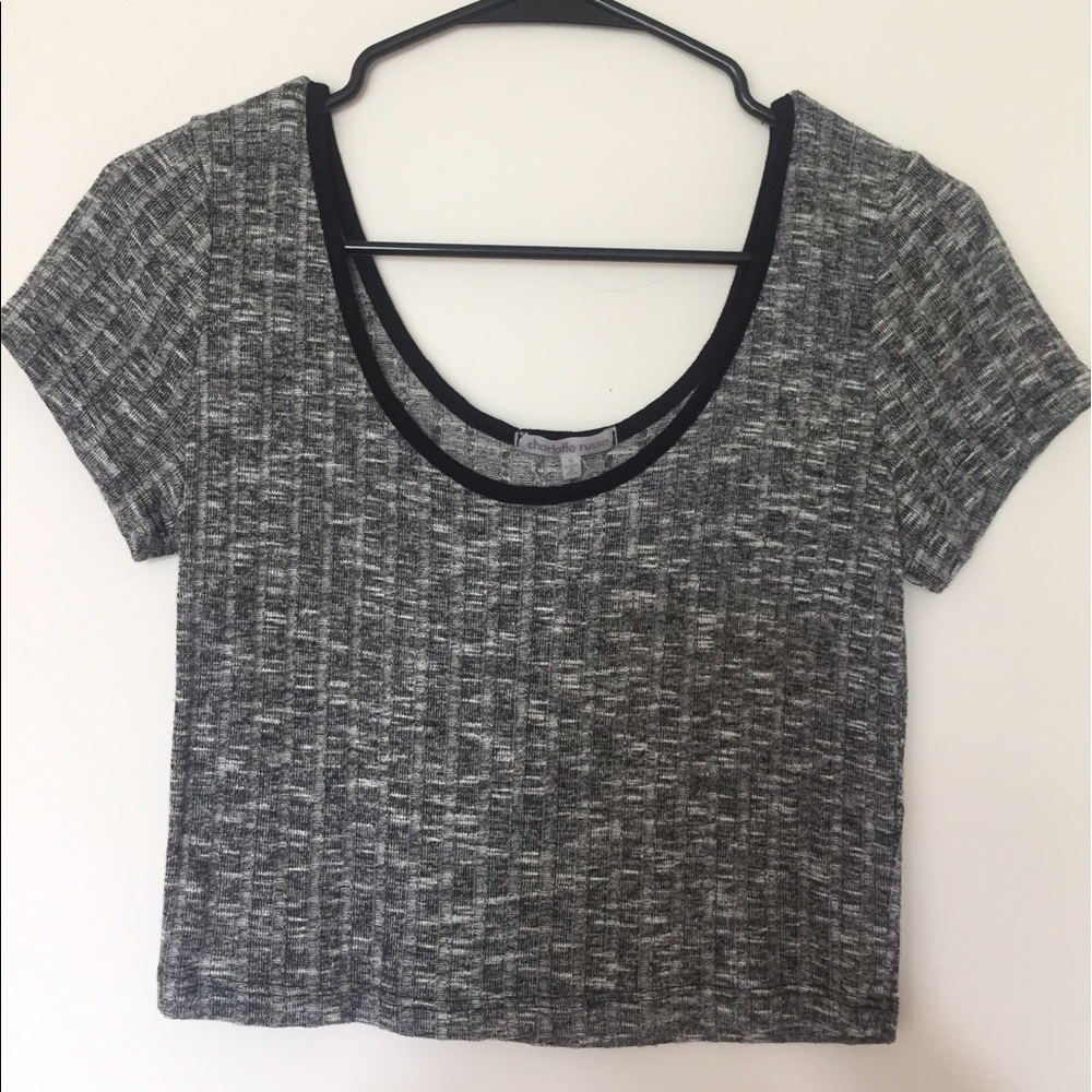 Grey wide neck crop top