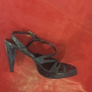Vintage FLUXA strappy snakeskin platform sandals