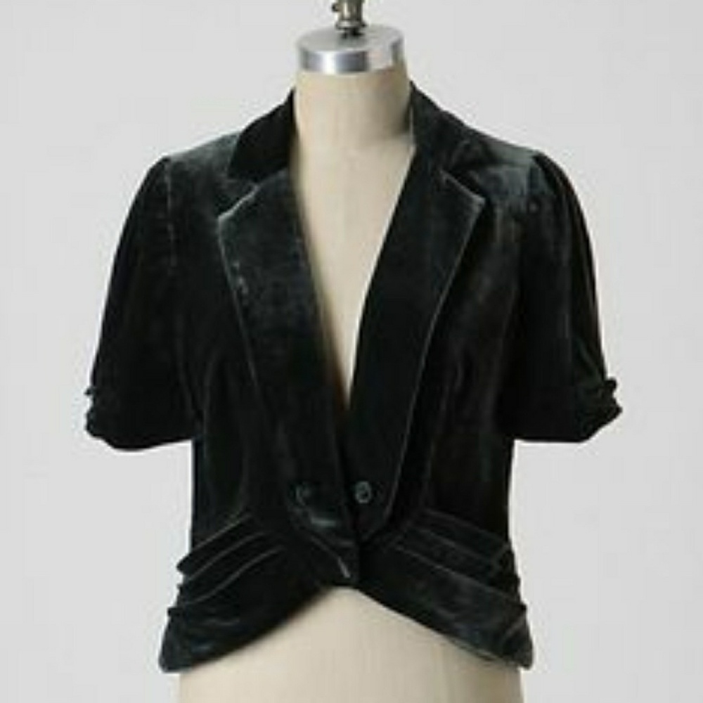 Green with Envy velvet blazer top, Anthropologie