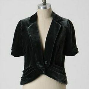 Green with Envy velvet blazer top, Anthropologie