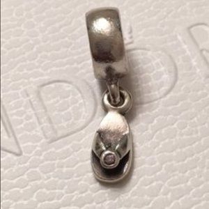 PANDORA 🦋 Flip Flop 👣 w/Clear Crystal 💎