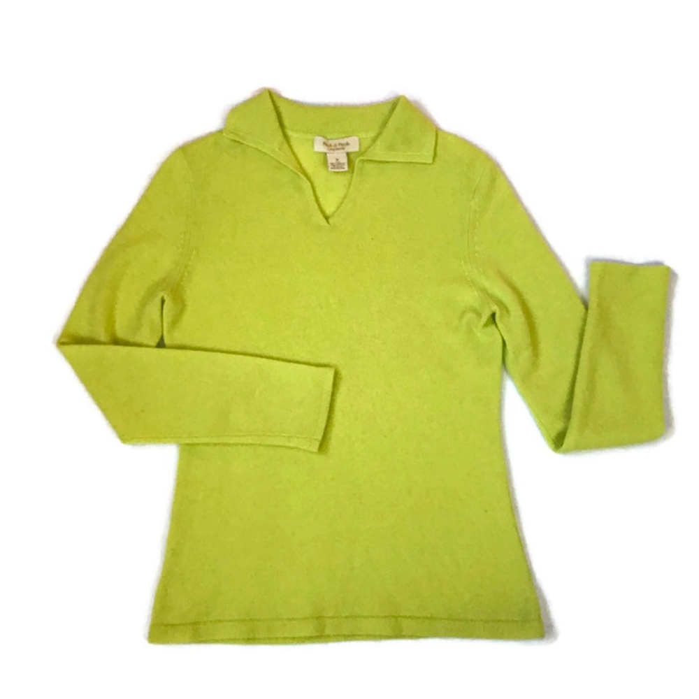 Two-Ply Cashmere Pullover V-Neck Green Sweater