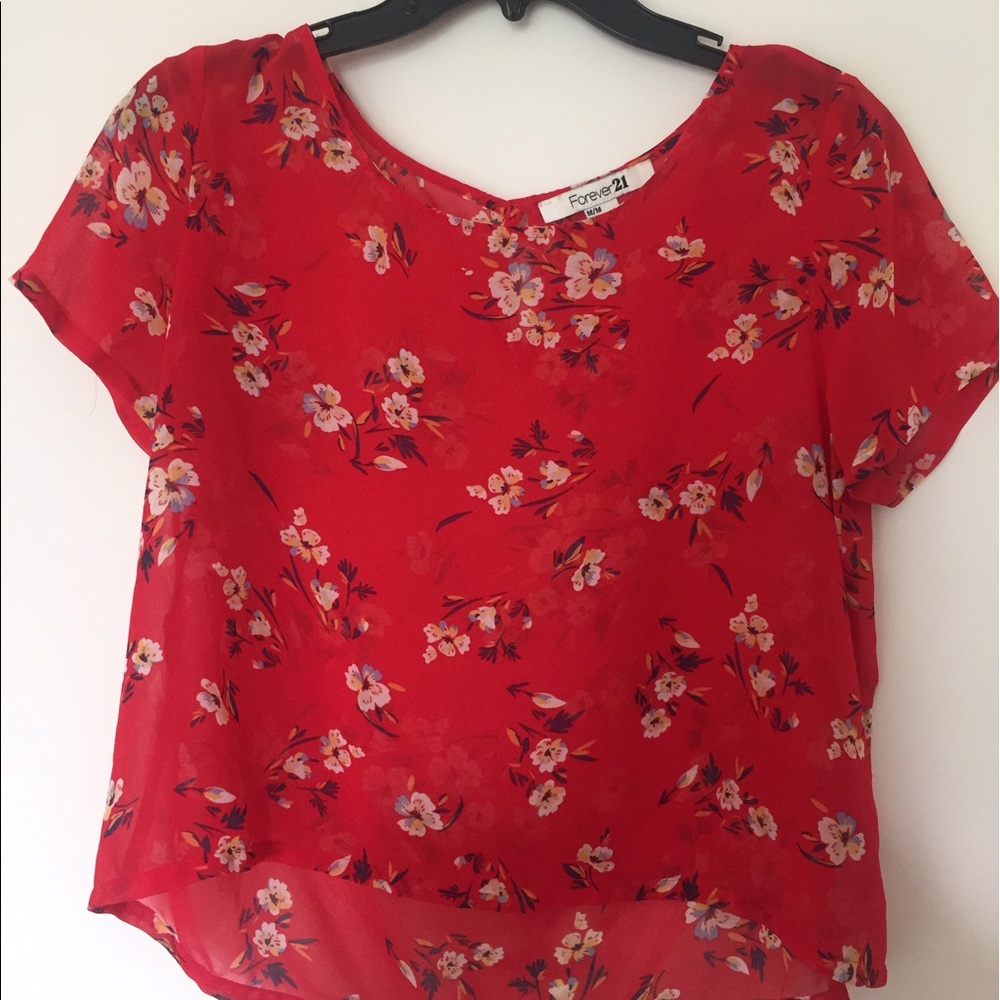 Floral mesh top
