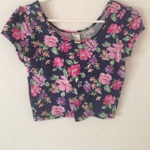 Navy Floral Crop Top