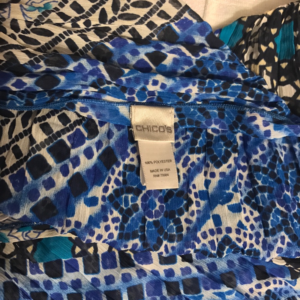 Chico's Multi-Blue and Patterned Sheer Scarf - Picture 2 of 4