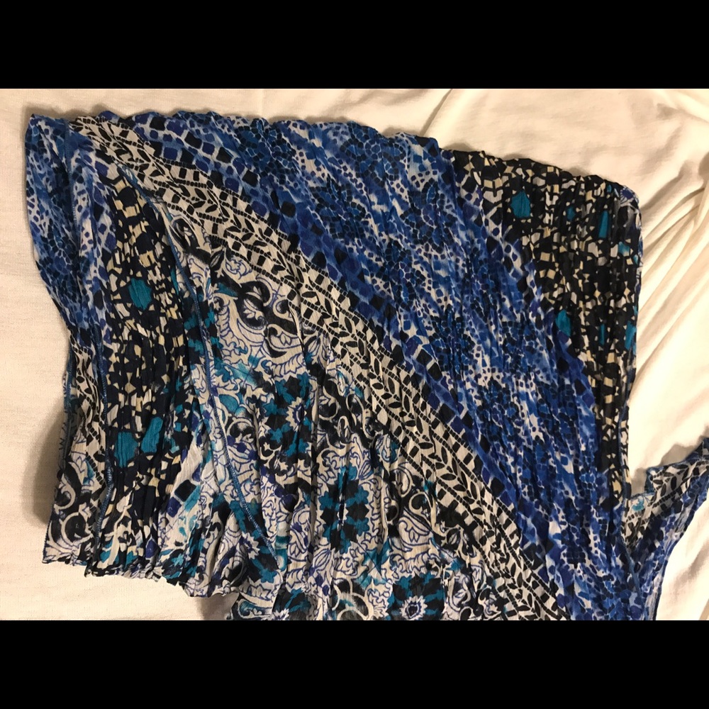 Chico's Multi-Blue and Patterned Sheer Scarf - Picture 3 of 4