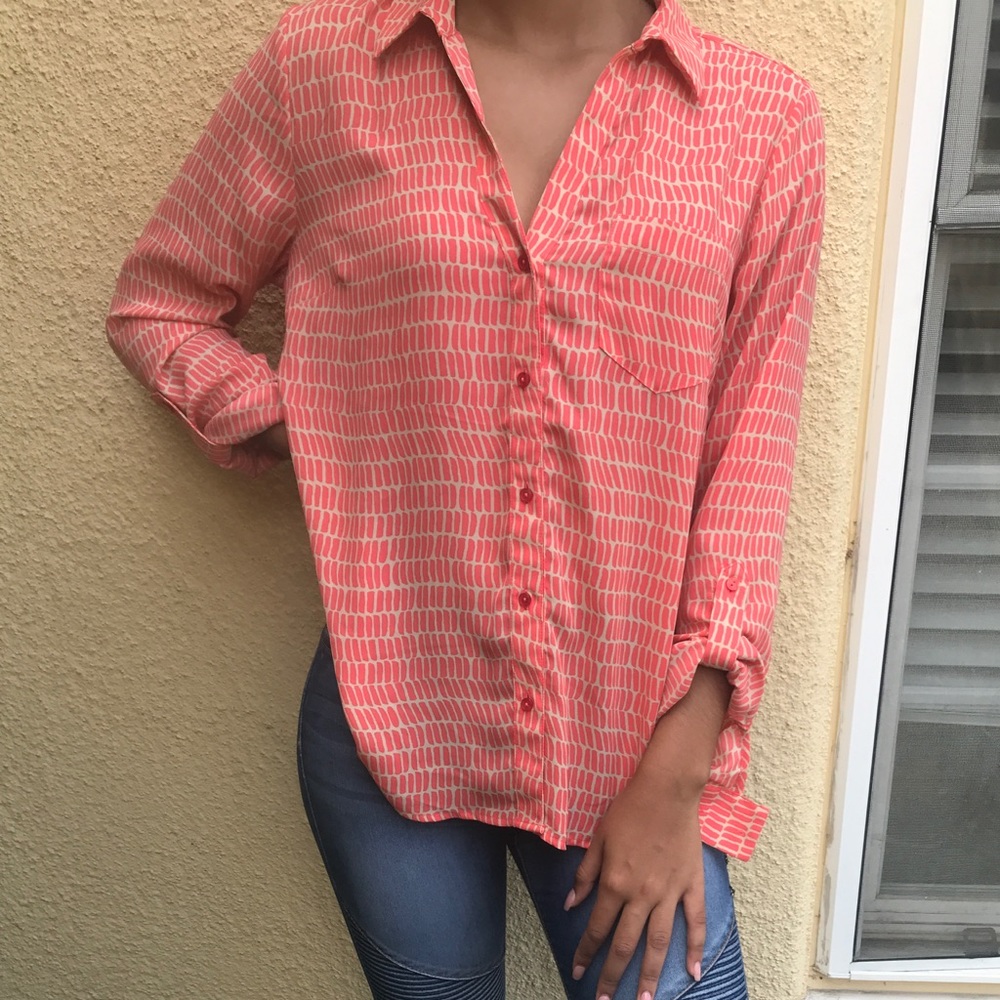 Peach Button Down